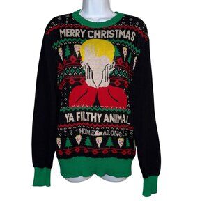 Home Alone Sweater Juniors L Merry Christmas Ya Filthy Animal Black Holiday